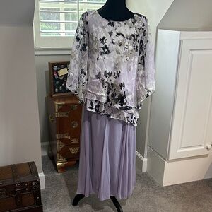 Alex Evenings Black and Purple Floral Skirt Set
